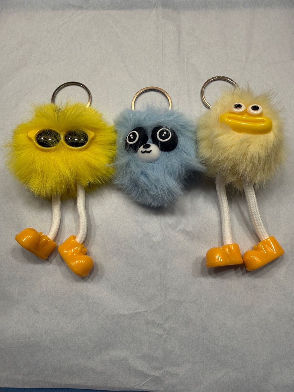 Fluffy Character Pom Pom Keychain Set - Yellow & Blue - Picture 1 of 1